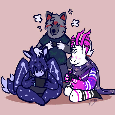 chibi sketch of me and some friends! (2024)